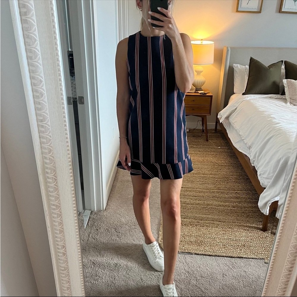 Navy Striped Sleeveless Shift Dress - Classic Summer Style